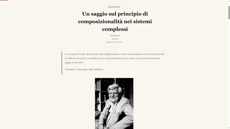 Pagina di un articolo con occhiello, titolo, autore, tempo di lettura e citazione di apertura.