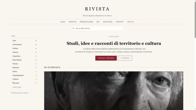 Home della rivista, con i temi, la ricerca negli articoli e l’archivio per anni e numeri.
